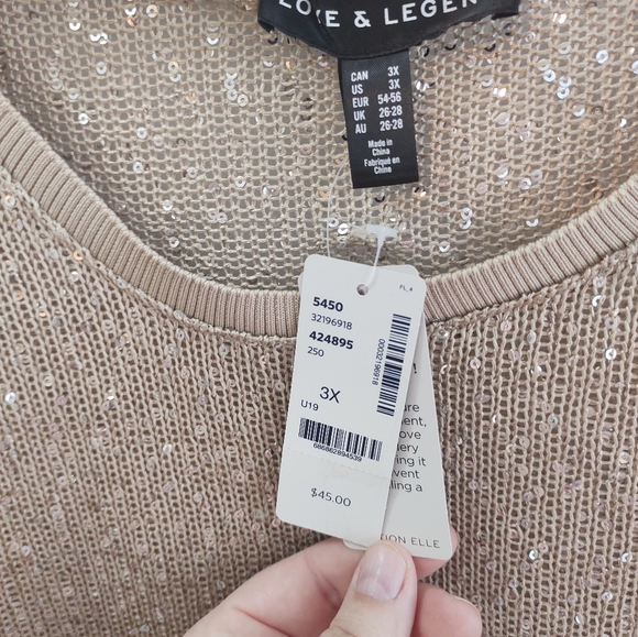 Beige Sequin Mesh Tank - Picture 2 of 3